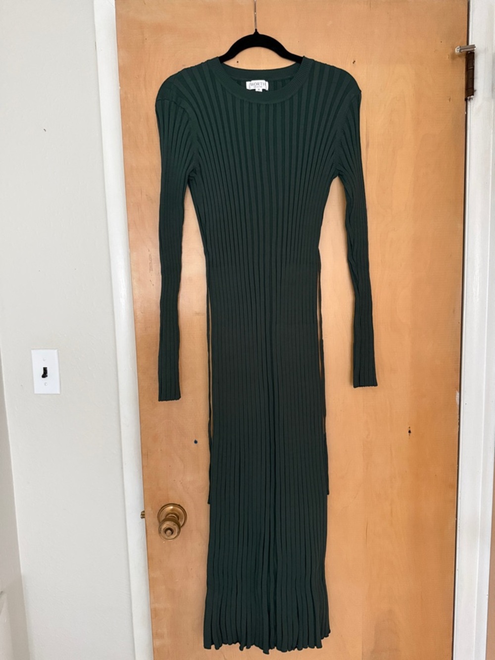 Worth Collective Collette Green Ribbed Long Sleeve Maxi Dress